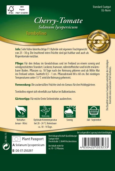 Quedlinburger Cherry-Tomate Tombolino F1-Hybride - Gemüsesamen