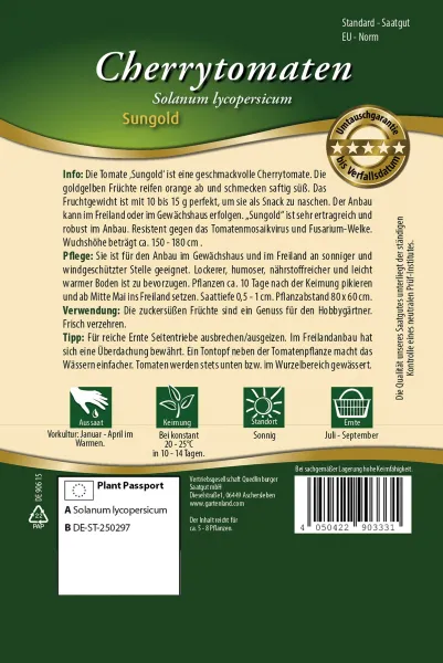 Quedlinburger Cherrytomaten Sungold - Gemüsesamen