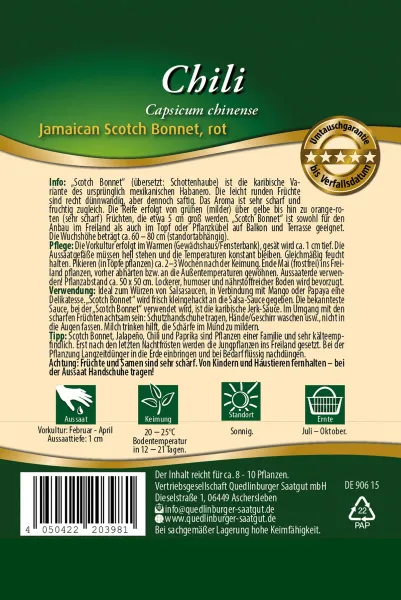 Quedlinburger Chili Jamaican Scotch Bonnet - Gemüsesamen