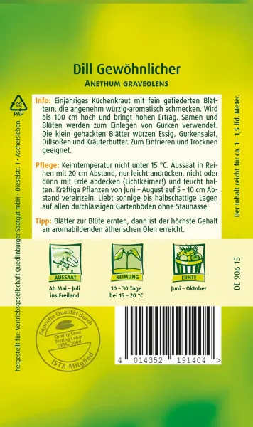 Quedlinburger Dill Gewöhnlicher - Kräutersamen