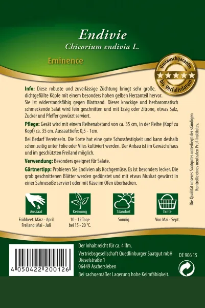 Quedlinburger Endivie Eminence - Gemüsesamen