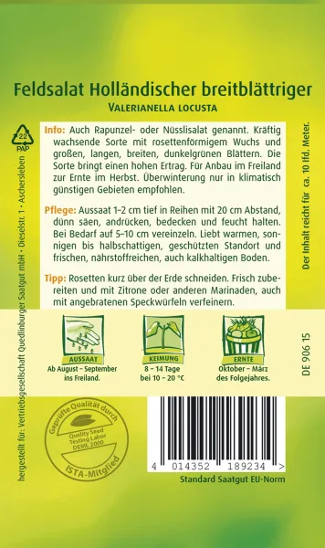 Quedlinburger Feldsalat Holländischer breitblättriger - Gemüsesamen