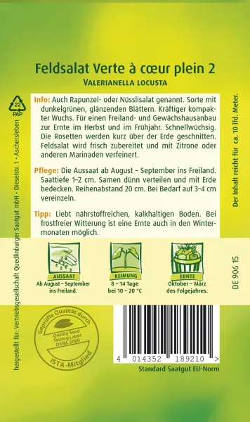 Quedlinburger Feldsalat Verte a coeur plein 2 - Gemüsesamen