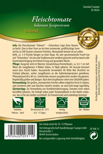 Quedlinburger Fleischtomate Oxheart - Gemüsesamen