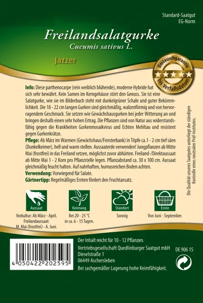 Quedlinburger Freilandsalatgurke Jazzer - Gemüsesamen
