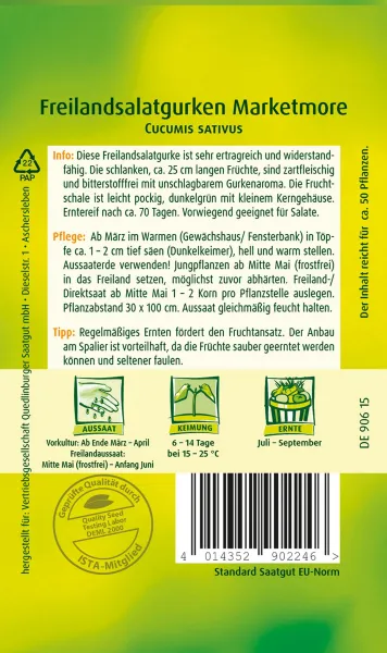 Quedlinburger Freilandsalatgurken Marketmore - Gemüsesamen