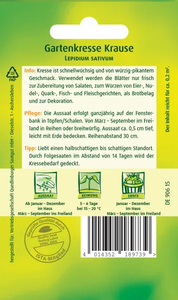 Quedlinburger Gartenkresse Krause - Kräutersamen