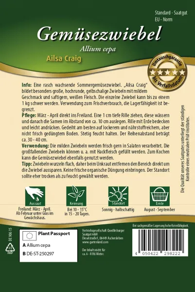 Quedlinburger Gemüsezwiebel Ailsa Craig - Gemüsesamen