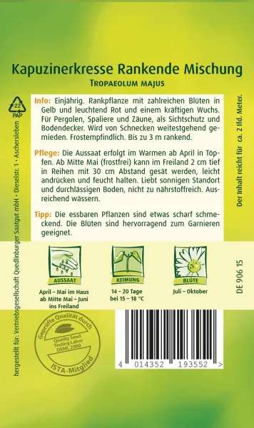 Quedlinburger Kapuzinerkresse Rankende Mischung - Blumensamen