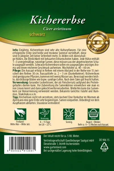 Quedlinburger Kichererbse schwarz - Gemüsesamen