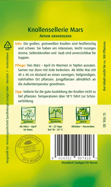 Quedlinburger Knollensellerie Mars - Gemüsesamen