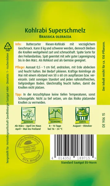 Quedlinburger Kohlrabi Superschmelz - Gemüsesamen