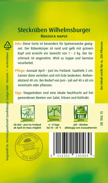 Quedlinburger Kohlrüben Wilhelmsburger - Gemüsesamen