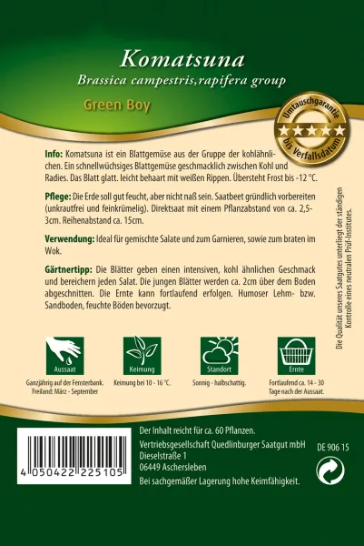 Quedlinburger Komatsuna Green Boy - Gemüsesamen