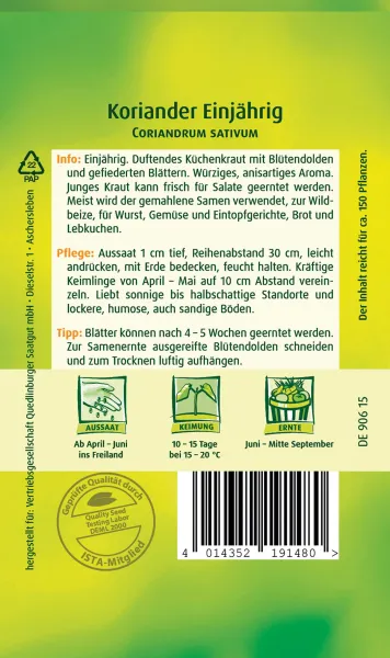 Quedlinburger Koriander Einjährig - Kräutersamen