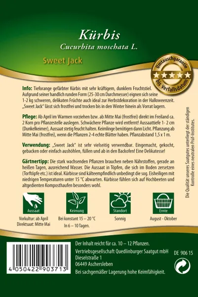 Quedlinburger Kürbis Sweet Jack - Gemüsesamen