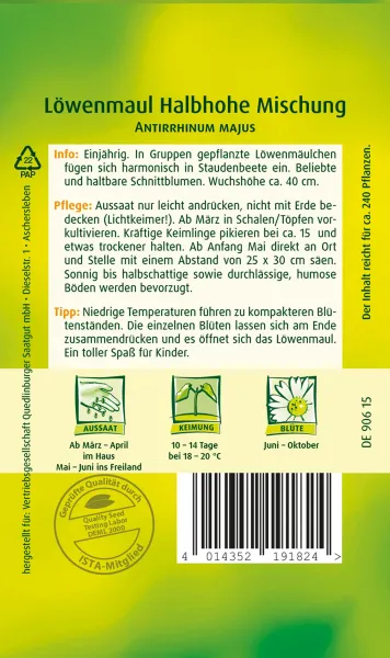 Quedlinburger Löwenmaul Halbhohe Mischung - Blumensamen