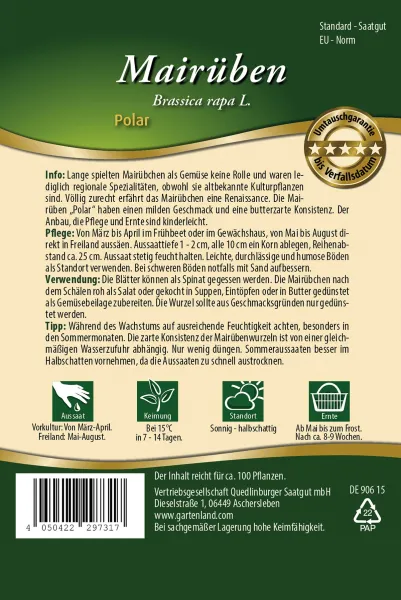 Quedlinburger Mairüben Polar F1-Hybride - Gemüsesamen