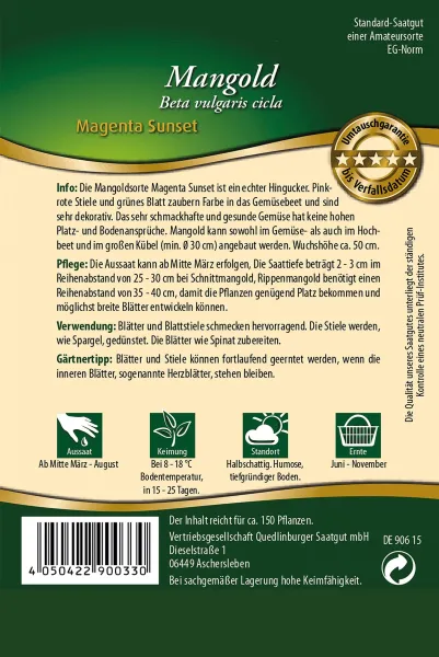 Quedlinburger Mangold Magenta Sunset - Gemüsesamen