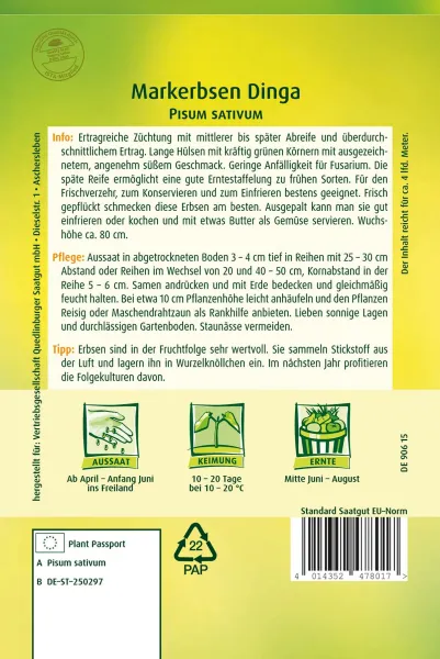 Quedlinburger Markerbsen Dinga - Gemüsesamen