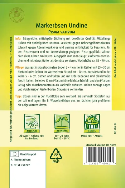 Quedlinburger Markerbsen Undine - Gemüsesamen