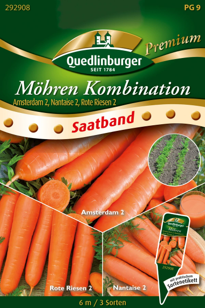 Quedlinburger Möhren Kombination Saatband 3 x 2 Meter - Gemüsesamen