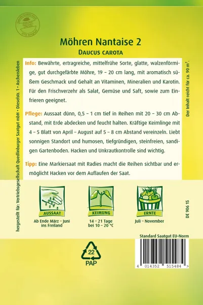 Quedlinburger Möhren Nantaise 2 GP 25g - Gemüsesamen