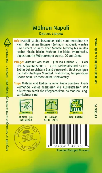 Quedlinburger Möhren Napoli - Gemüsesamen