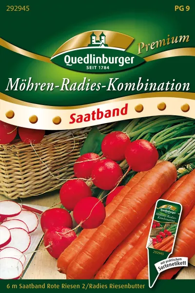 Quedlinburger Möhren-Radies-Kombination Saatbänder 2 + 4 Meter - Gemüsesamen Quedlinburger Möhren-Radies-Kombination Saatbänder 2 + 4 Meter - Gemüsesamen