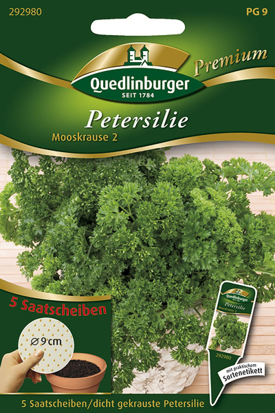 Quedlinburger Petersilie Mooskrause 2 - Saatscheiben 5 Stück - Kräutersamen