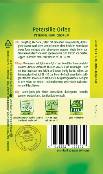 Quedlinburger Petersilie Orfeo - Kräutersamen