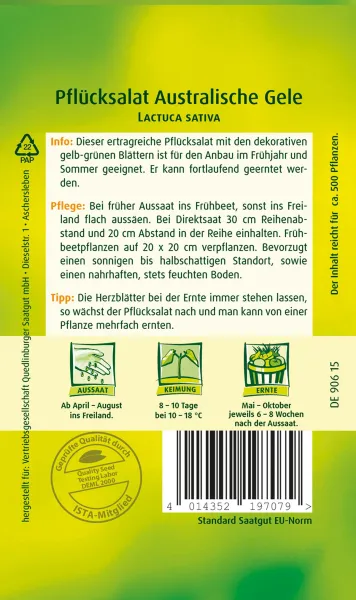 Quedlinburger Pflücksalat Australische Gele - Gemüsesamen