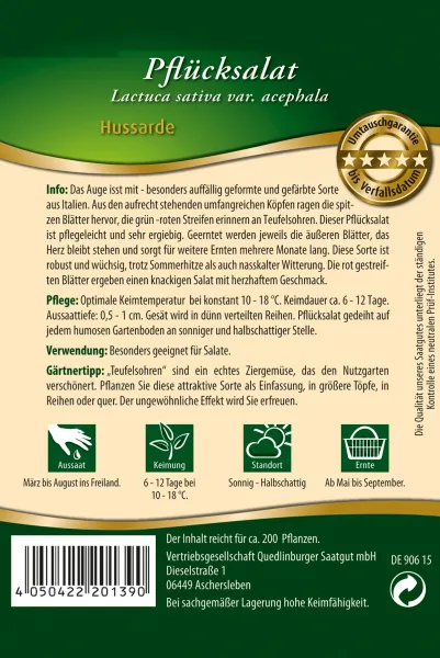 Quedlinburger Pflücksalat Hussarde - Premium Gemüsesamen