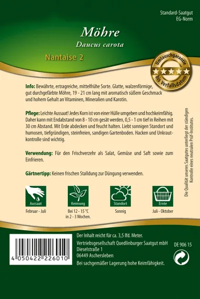 Quedlinburger Pille Möhre Nantaise 2 - Gemüsesamen