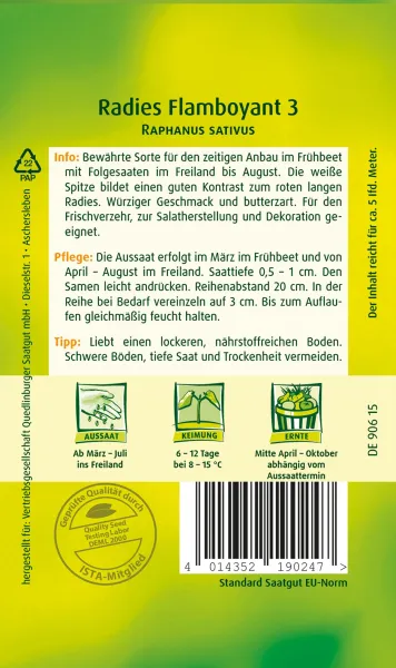 Quedlinburger Radies Flamboyant 2 - Gemüsesamen