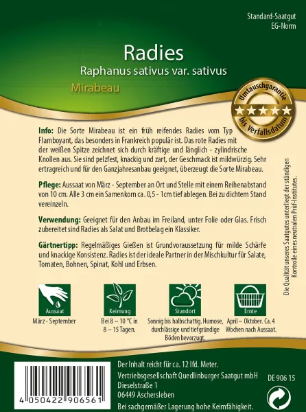 Quedlinburger Radies Mirabeau - Gemüsesamen