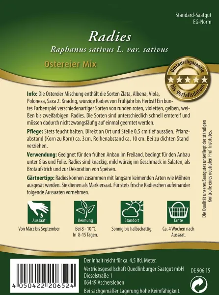 Quedlinburger Radies Ostereier Mix - Gemüsesamen