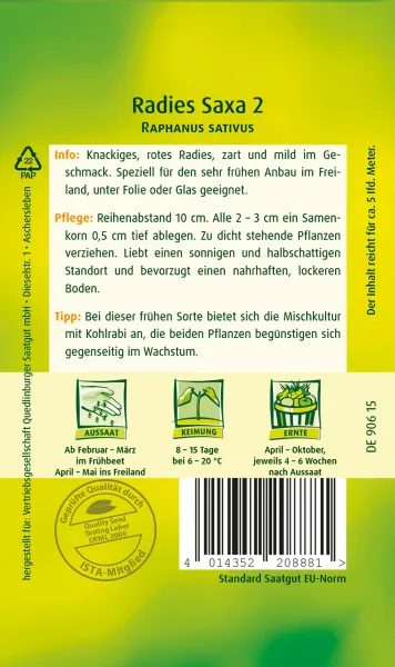 Quedlinburger Radies Saxa 2 - Gemüsesamen