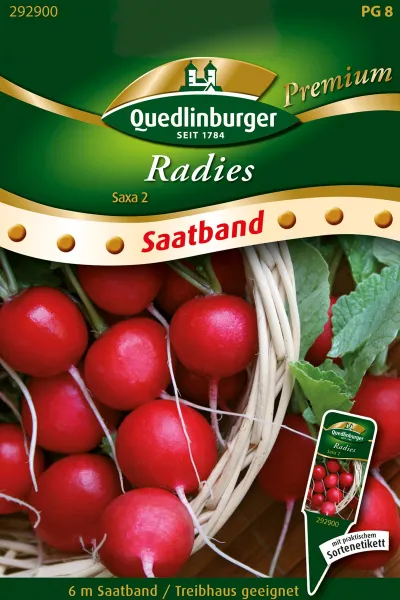 Quedlinburger Radies Saxa 2 Saatband 6 Meter - Gemüsesamen Quedlinburger Radies Saxa 2 Saatband 6 Meter - Gemüsesamen