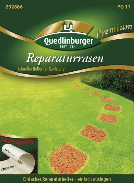 Quedlinburger Rasen Reparaturrasen Saatteppich 20 x 300 cm - Premium Rasensamen