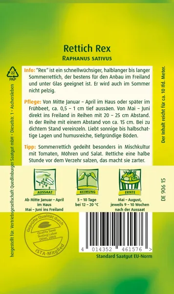 Quedlinburger Rettich Rex - Gemüsesamen