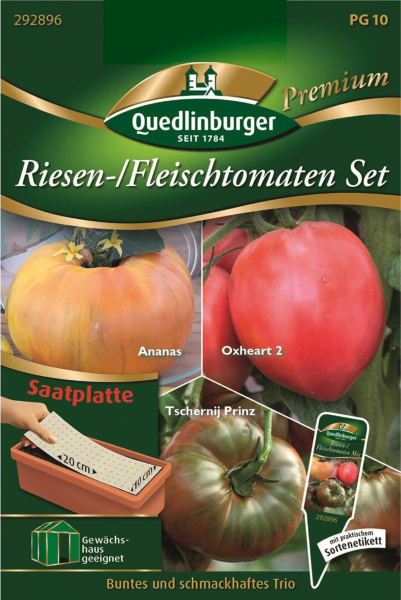Quedlinburger Riesen-/Fleischtomaten Set Trio Saatplatte 10 x 20 cm  - Gemüsesamen