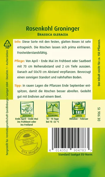 Quedlinburger Rosenkohl Groninger - Gemüsesamen