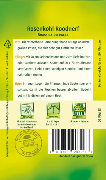 Quedlinburger Rosenkohl Roodnerf - Gemüsesamen