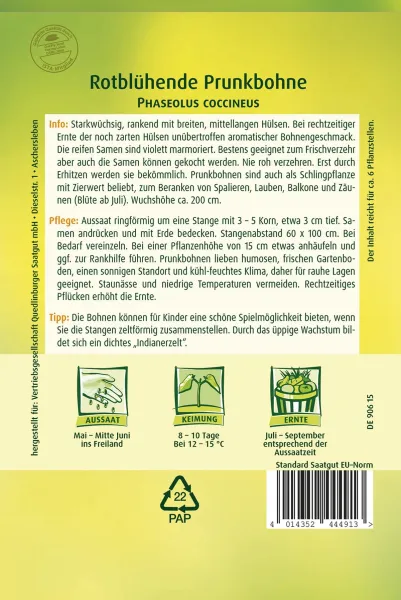 Quedlinburger Rotblühende Punkbohnen - Gemüsesamen