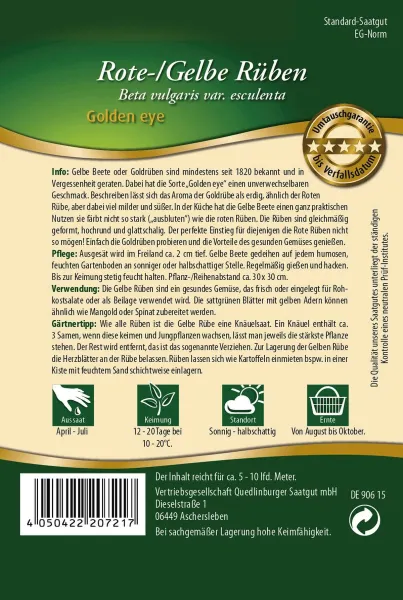 Quedlinburger Rote/Gelbe Rübe Golden eye - Gemüsesamen