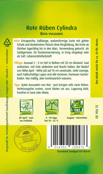 Quedlinburger Rote Rüben Cylindra - Gemüsesamen