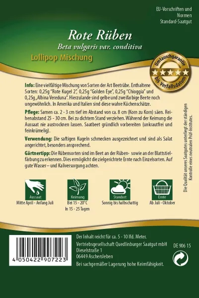 Quedlinburger Rote Rüben Lollipop Mischung - Gemüsesamen