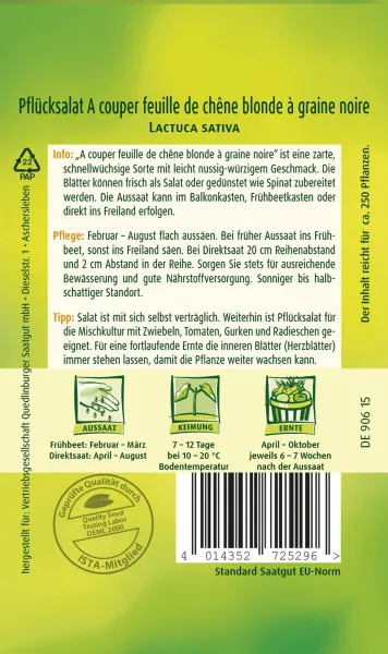 Quedlinburger Salat A couper feuille de chene - Gemüsesamen