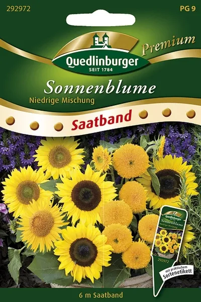 Quedlinburger Sonnenblumen niedrige Mischung Saatband 6 Meter - Blumensamen
